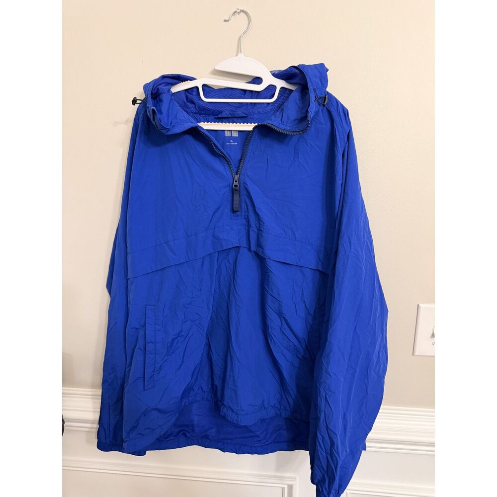 UNIQLO Oversized Anorak Half Zip Nylon Hoodie Tech Style Blue